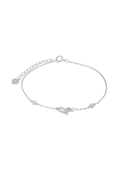 Prince Silvero Bracelet with design Heart made of Silver with Zircon