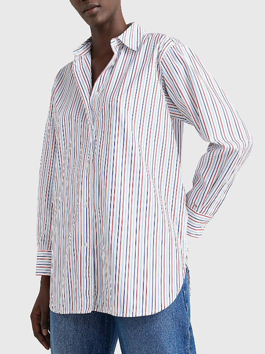 Tommy Hilfiger Women's Striped Long Sleeve Shirt White
