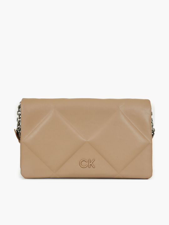 Calvin Klein Re-Lock Γυναικεία Τσάντα Ώμου Μπεζ