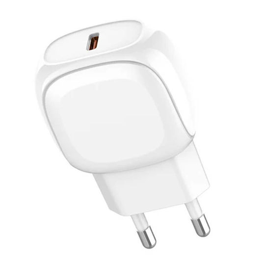 Ldnio Φορτιστής με Θύρα USB-C και Καλώδιο Lightning 27W Λευκός (A1206C)