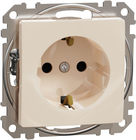 Schneider Electric Sedna Design Μονή Χωνευτή Πρίζα Ρεύματος Μπεζ