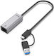 Unitek U1313C Αντάπτορας Δικτύου USB-C με Ενσύρματη Σύνδεση Ethernet