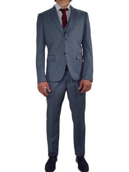 Sogo Men's Suit with Vest Slim Fit Gray