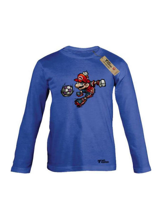 Takeposition Kids' Shirt Long Sleeve Blue Mario...