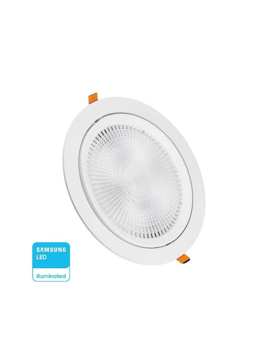 V-TAC Panou LED Rotund Încastrat 30W cu Lumină Alb Natural 4000K 22.5cm