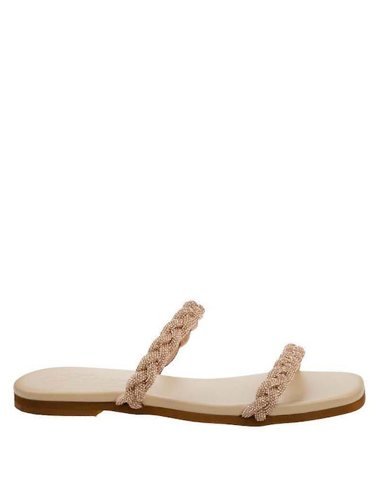 Sante Synthetic Leather Women's Sandals with Strass Beige