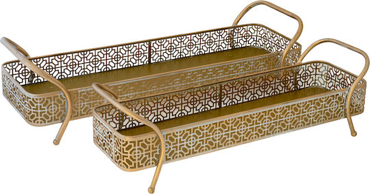 Zen Collection Metallic Rectangular Decorative Tray 60x20x16cm 2pcs
