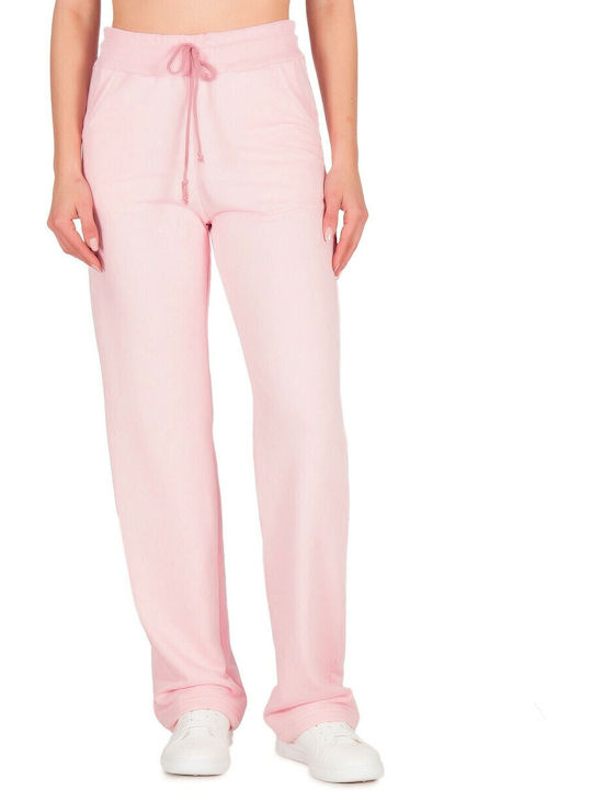 High Waist Sweatpants Flared Pink