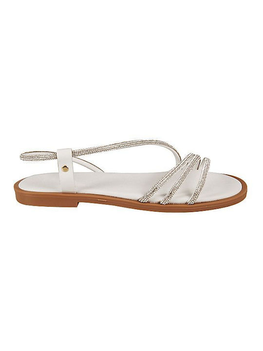 Elenross Women's Flat Sandals in White Color