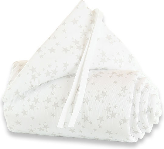 Babybay Original Crib Bumpers Classic Inside Pearl / Grey Stars 25x140cm