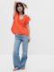 GAP Damen T-Shirt mit V-Ausschnitt Orange