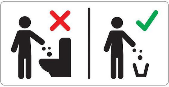 Next Sign Sticker PVC "Prohibition of Throwing Paper Into the Toilet " 20x10cm 10pcs