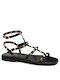 Komis & Komis Women's Flat Sandals with Strap in Black Color