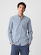 Long-sleeved Cotton Shirt Checked Blue