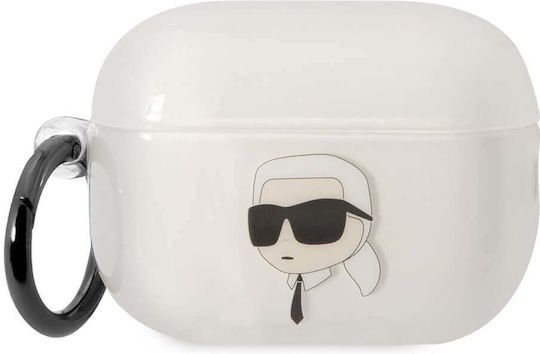 Karl Lagerfeld 3D Logo NFT Karl Head Калъф с кука в Прозрачен цвят за Apple AirPods Pro 2