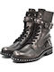 Leder Stiefeletten Damen Silber