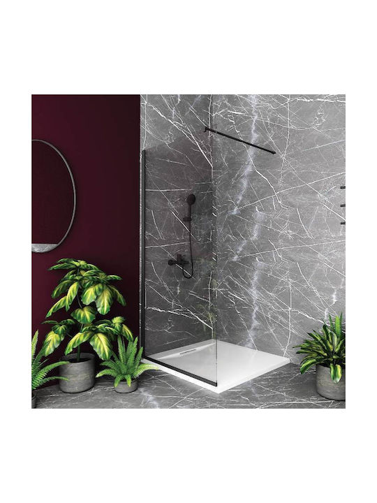 Orabella Serena Shower Screen for Shower 60x185cm Clean Glass Black Matt