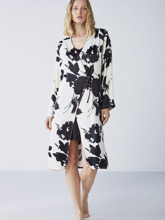 Penye Mood Winter Damen Robe mit Nachthemd Schwarz