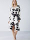 Penye Mood Winter Damen Robe mit Nachthemd Schwarz