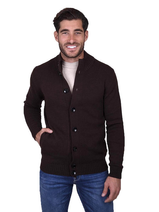 Markup 4 Men's Knitted Cardigan with Buttons Brown
