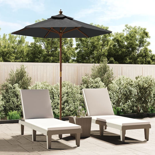 Round Wooden Parasol Anthracite F1.96xY2.31m