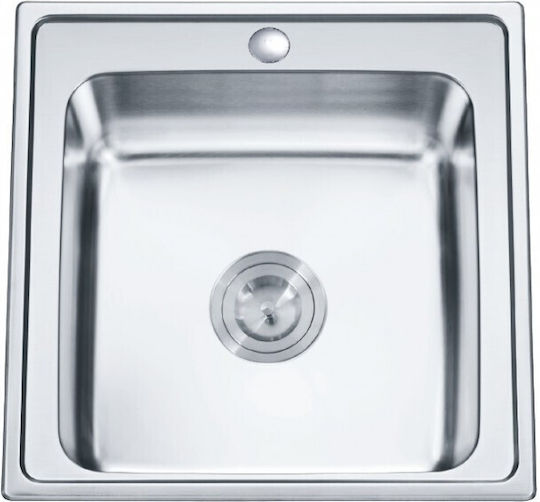 Inter Ceramic Ένθετος Νεροχύτης Inox Σατινέ Μ50xΠ50cm Ασημί
