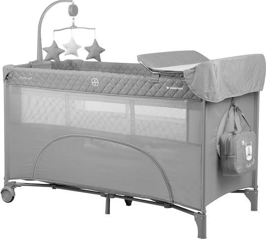 Kikka Boo NIghty Night Laufstall 2 Ebenen mit Wickeltisch & Matratze Gray 65x125cm