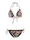 Bikini Set Triangle Top & Brazil Bottom with Laces with Adjustable Straps Black Floral