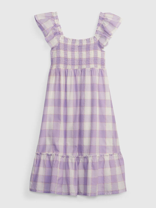 GAP Παιδικό Φόρεμα Καρό Αμάνικο Μωβ