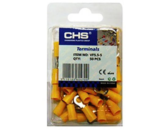 CHS Insulated Ring Terminal Yellow 50pcs 01.036.0470