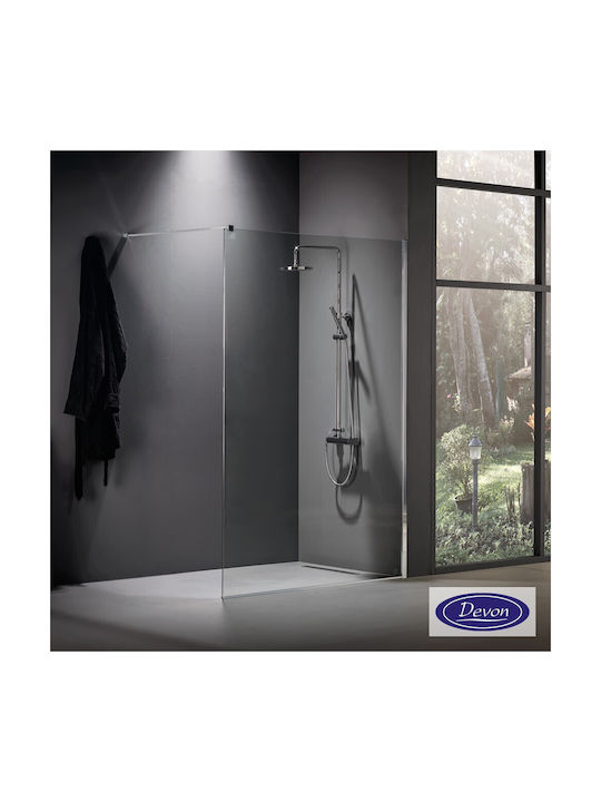 DEVON Iwis Walk-In WD70C-100 Shower glass partition & support arm CHROME 67-69 Y185cm & 1 extension profile x6cm