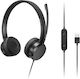 Lenovo Headset Lenovo USBA Stereo OnEar On Ear Multimedia Ακουστικά με μικρόφωνο και σύνδεση USB-A