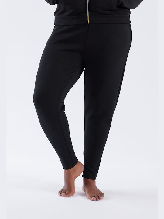 Q Plus Size Παντελόνι Φόρμας Tiamo W Sweat Pants - 1001 Black