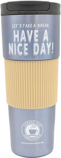 Factory Glass Thermos Stainless Steel 600ml Blue with Mouthpiece