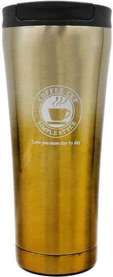 Factory Glass Thermos Stainless Steel 500ml Gold with Mouthpiece