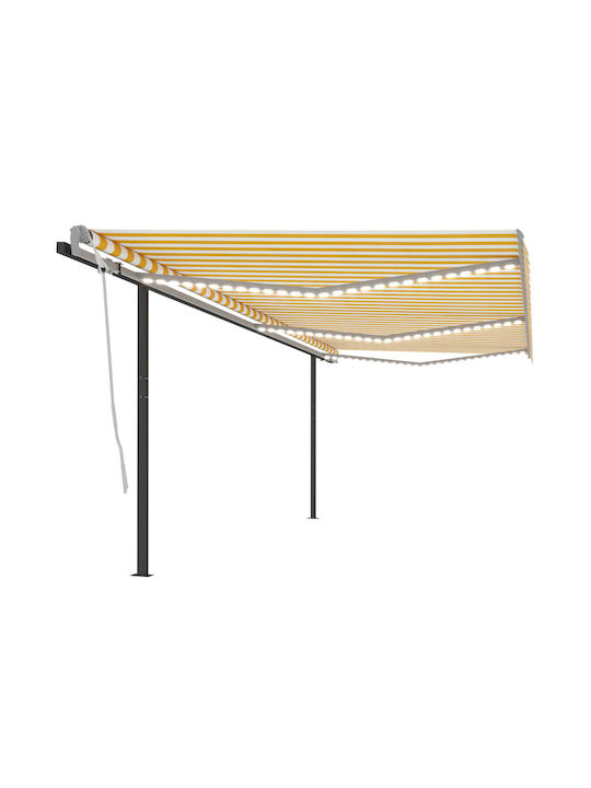vidaXL Terrace Wall Tent with LED Light and Wind Sensor Yellow 6x3.5cm