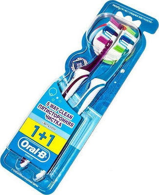 Oral-B Complete 5 Way Clean 40 1+1 Zahnbürste Mittel Fuchsia - Blue 2Stück