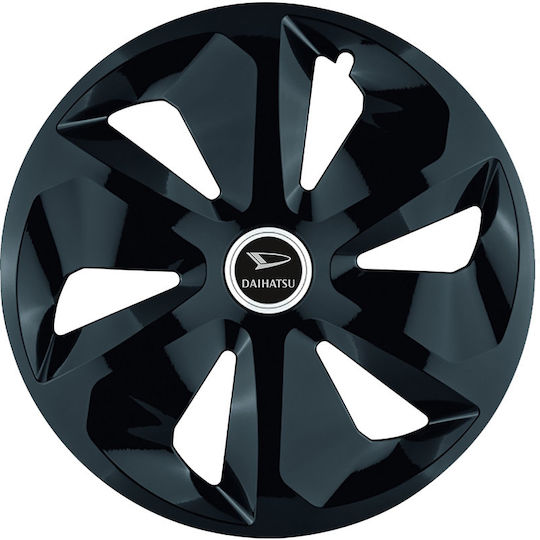 Jestic Car Hubcap Set with Daihatsu Emblem 15" 4pcs Black