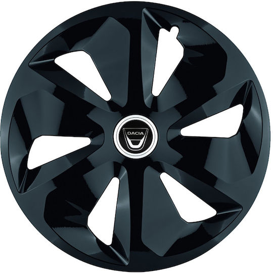 Jestic Car Hubcap Set with Dacia Emblem 15" 4pcs Black
