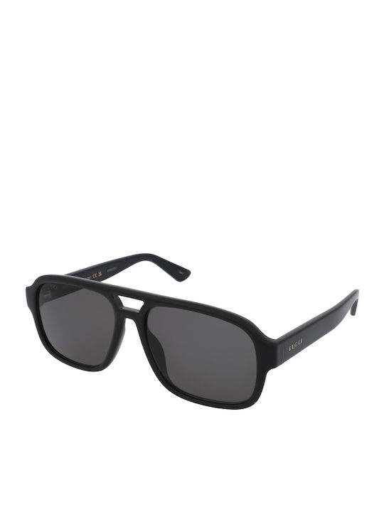Gucci Men's Sunglasses with Beige Plastic Frame and Gray Lens