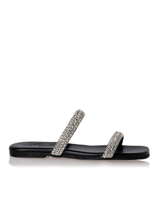 Sante Synthetic Leather Women's Sandals with Strass Black
