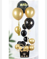 Komposition mit 17 Ballons Latex Schwarz Geburtstagsfeier Black / Gold