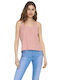 Only Women's Summer Blouse with Straps & V Neck Pink