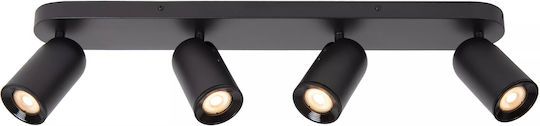 Lucide Lightning Punch Σποτ με 4 Φώτα σε Μαύρο Χρώμα