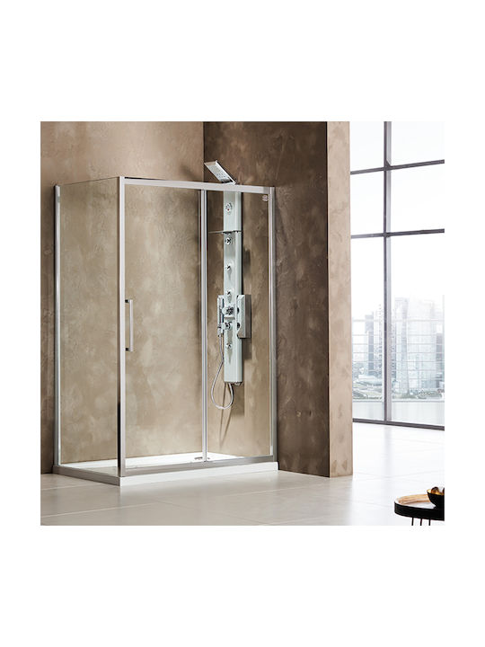 Devon Primus Plus Slider Shower Screen for Shower with Sliding Door 101-104x195cm Clean Glass Chrome