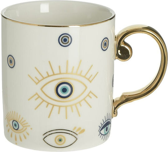 Inart Cană Ceramică Albă 320ml Inart Cană Ceramică Albă 320ml