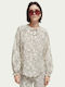 Scotch & Soda Women's Blouse Long Sleeve with V Neck Floral Beige