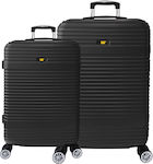 CAT Travel Suitcases Hard Black Maximum Height 70cm with 4 Wheels Set of 2pcs