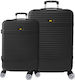 CAT Travel Suitcases Hard Black with 4 Wheels Set 2pcs