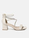 Sandalen mit Strass Beige